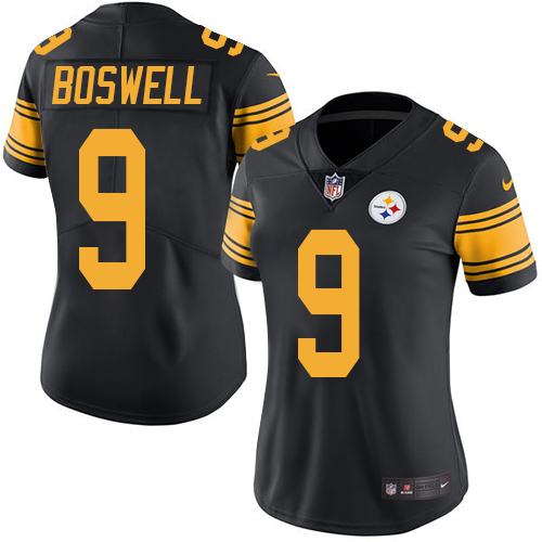 Nike Steelers #9 Chris Boswell Black Women's Stitched NFL Limited Rush Jersey - Click Image to Close